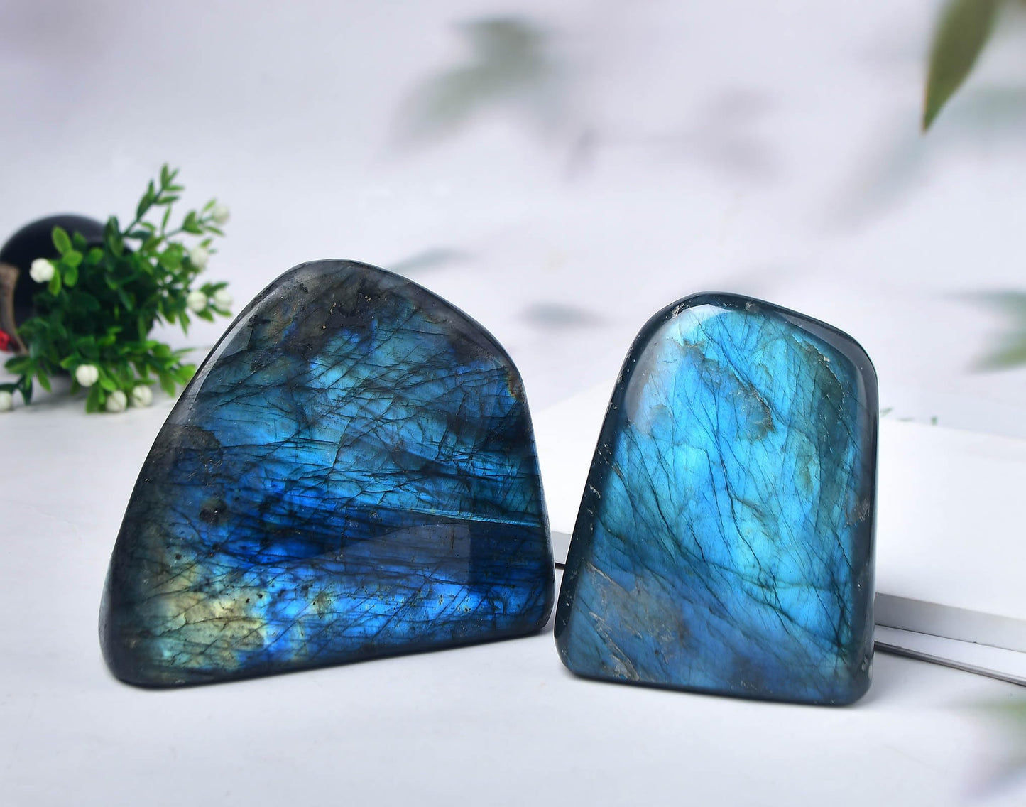 FZBHRO Large Labradorite Rock Polished Slab Block Healing Crystal Stone for Meditation Gift Home Decor 0.8-1.3 Pound