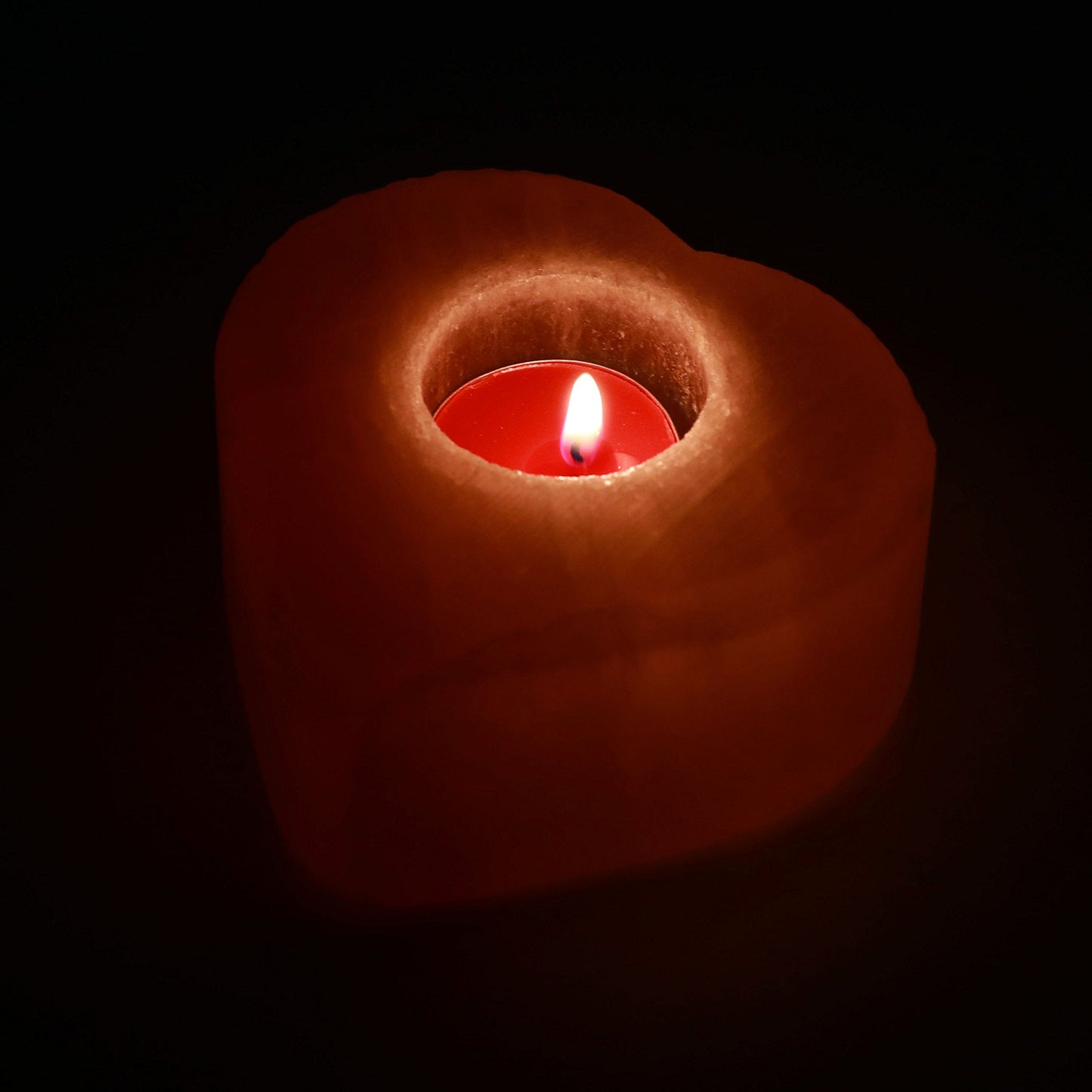 Deluxe Comfort Himalayan Salt Heart Candleholder - Negative Ions Products for Real Benefits of Health, Orange, (HRTSA-2003)