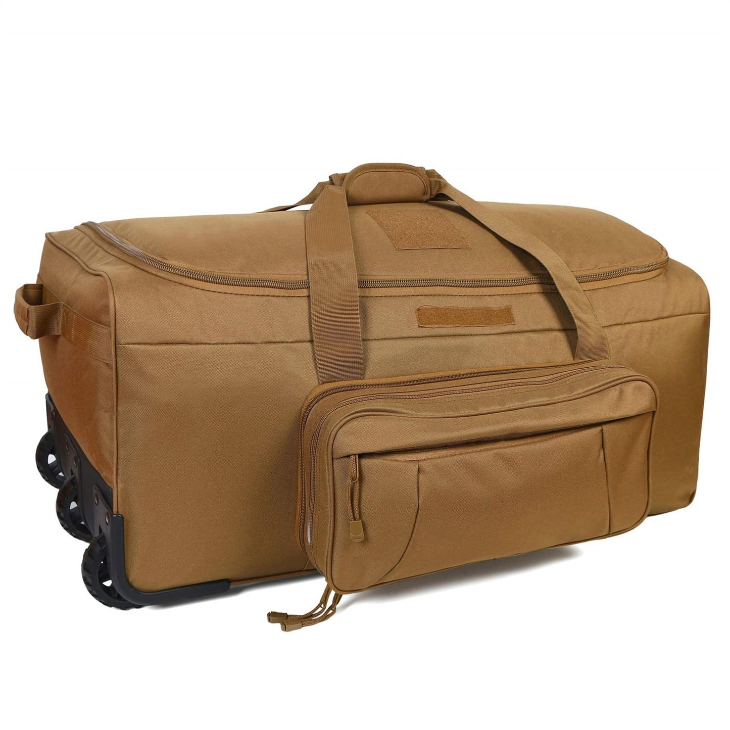 Military Wheeled Deployment Bag Large Tactical Heavy Duty Duffel Bag for Camping Hiking (Tan)