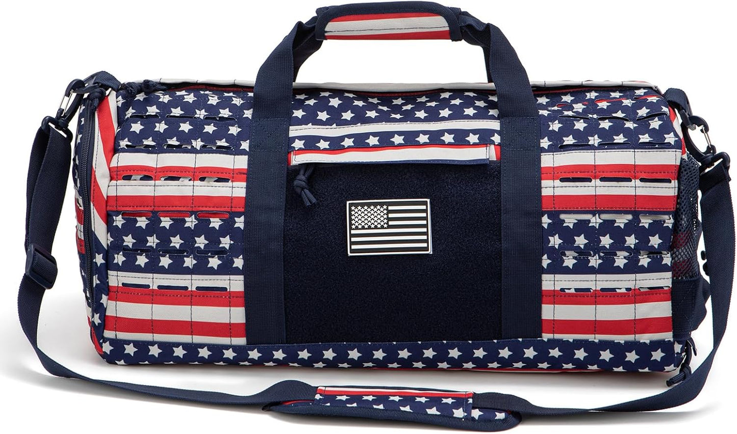 QT&QY 40L Military Tactical Duffle Bag For Men Sport Gym Fitness Tote Travel Training Workout With Shoe Compartment Basketball Football Weekender