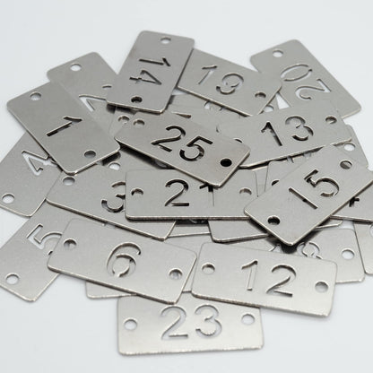 StayMax Rectangle Metal Hollowed Numbered Tags Stainless Steel Number Key Tags (1-10)