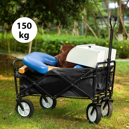 LIFE CARVER Folding Camping Cart Garden Wagon 4 Wheeled Collapsible Festival Trolley, Portable Garden Cart & DIY Waste Wagon - 150KG Capacity