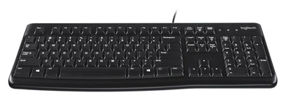 Logitech K120 Wired Business Keyboard, Black & M185 Wireless Mouse, 2.4GHz with USB Mini Receiver, 12-Month Battery Life, 1000 DPI Optical Tracking, Ambidextrous, Grey