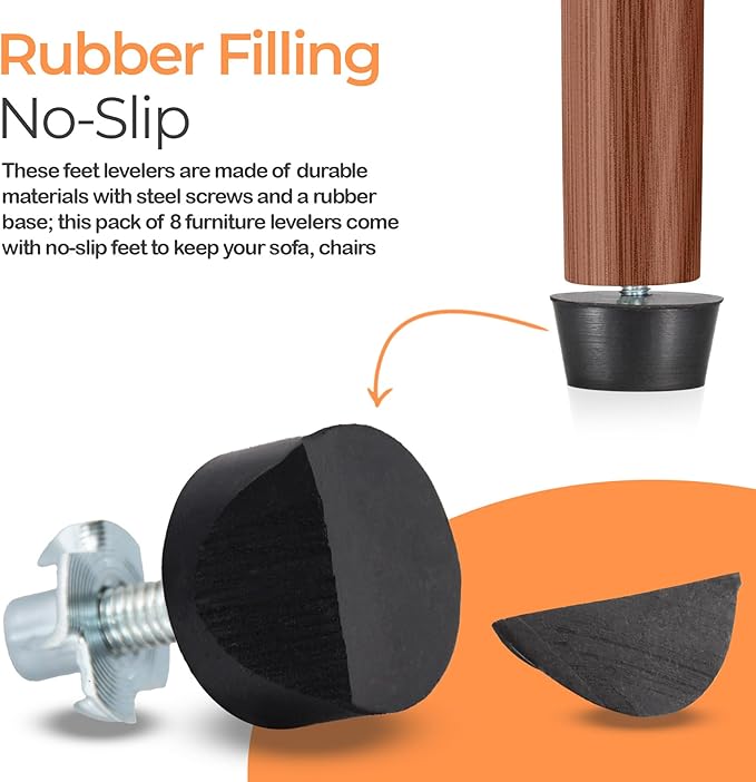 NEWBYTEK M6 Thread Furniture Feet Levelers, Floor Protection Feet Glides