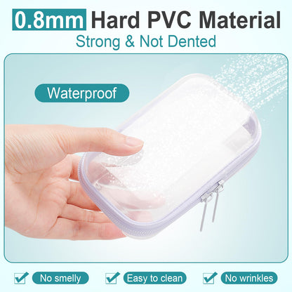 Sanwuta 10 Pcs Hard Zipper Case Clear Hard Pouches Plastic Zipper Pencil Box Toy Storage Bins Portable Plastic Container for Travel Toiletry Office Cosmetic Block Puzzle Organizer(Xs,Clear)