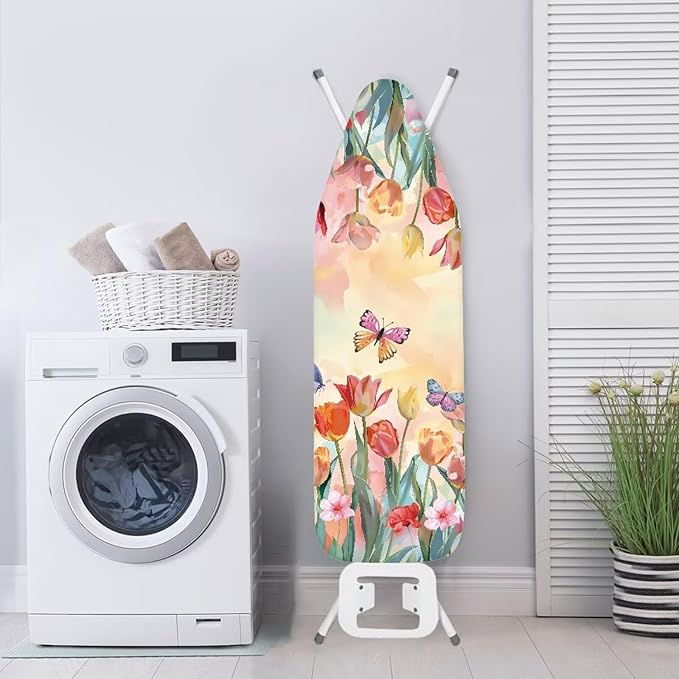Sprowallow Tulip Butterfly Ironing Board Cover and Pad 15x54 Inch Standard Size