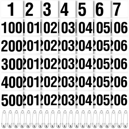 Hanaive 500 Pieces Running Bib Numbers with Safety Pins for Marathon Sports Competition Events Tearproof Waterproof, 6 x 7.5 Inch (1-500 Number)