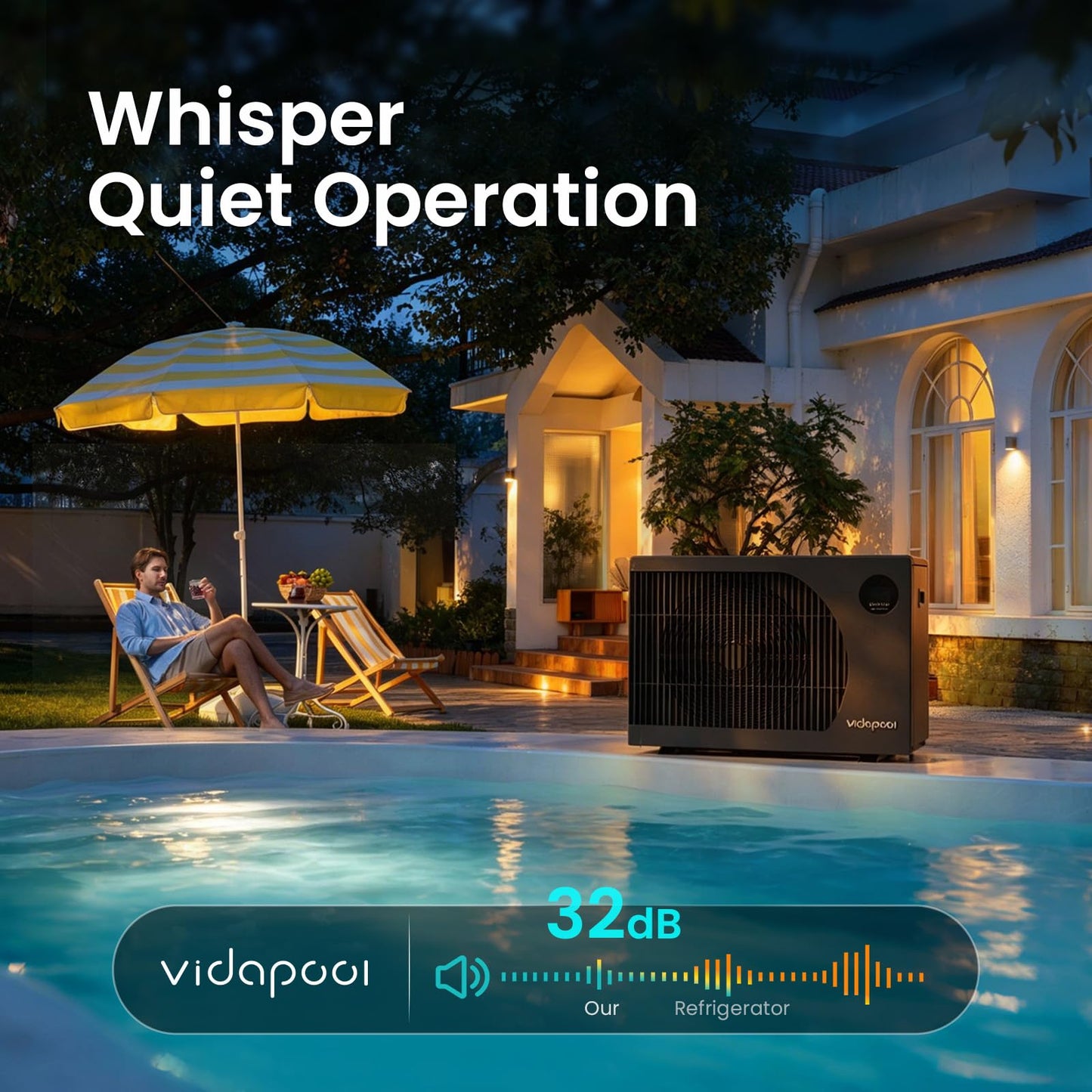 Vidapool 55,000 BTU Swimming Pool Heater 12 COP Electric Pool Heat Pump for Above Ground and Inground Pools Heating and Cooling Smart WiFi Control Pools Up to,16000 Gallons