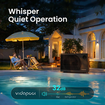 Vidapool 55,000 BTU Swimming Pool Heater 12 COP Electric Pool Heat Pump for Above Ground and Inground Pools Heating and Cooling Smart WiFi Control Pools Up to,16000 Gallons