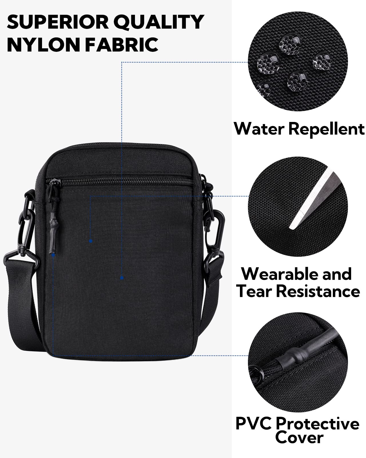 Waterfly Mens Cross Body Bag: Shoulder Bag Small Messenger Bag Casual Crossbody Chest Sling Bag for Working Travel Daily