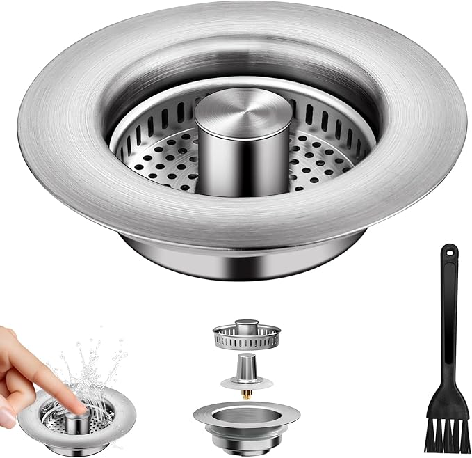 3-in-1 Kitchen Sink Drain Strainer & Sink Stopper
