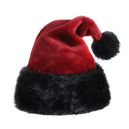 TWSANTAMAS Personalized Santa Hat - Super Soft Plush Christmas Hat for Adults, Unisex Holiday Party Gift (Black-Burgundy)