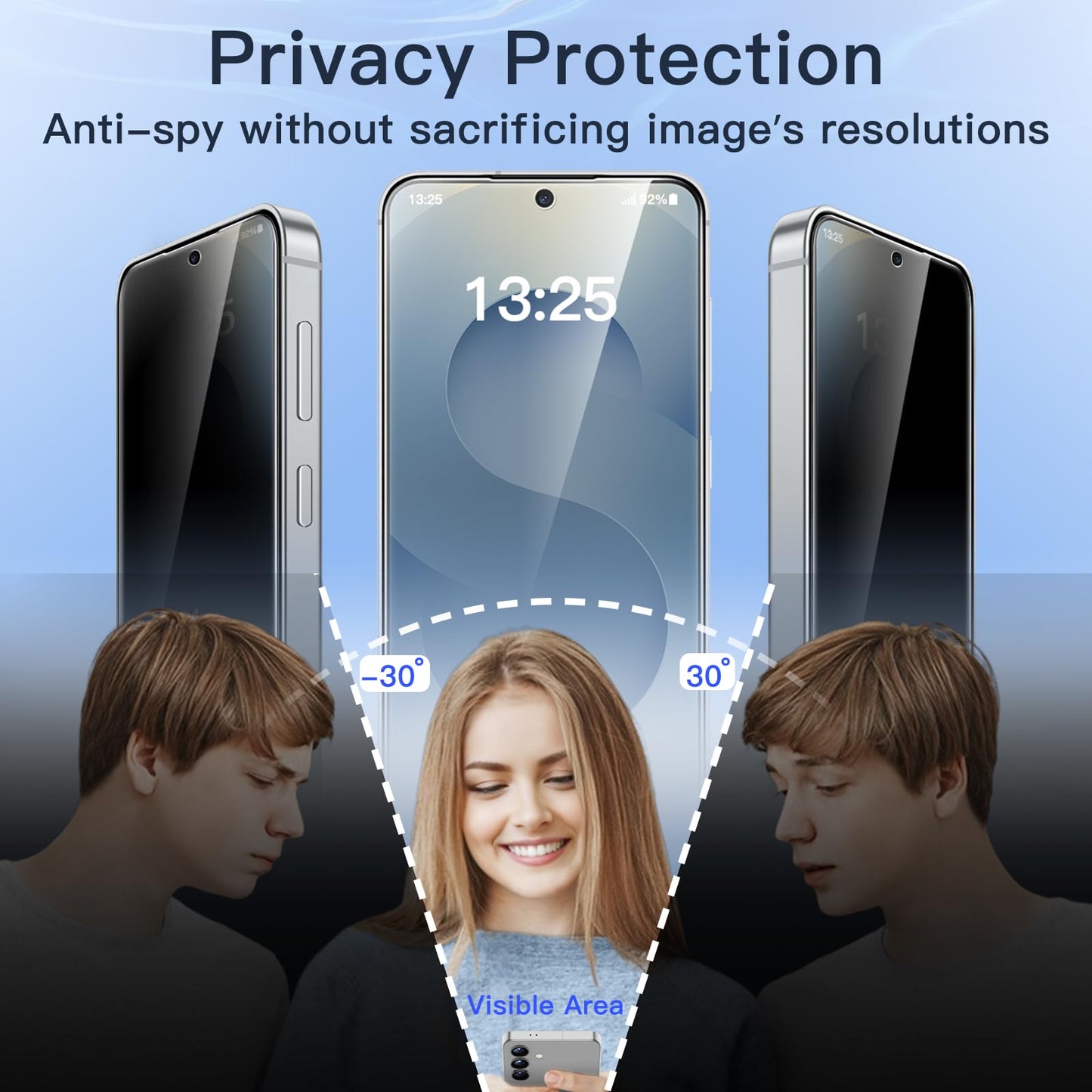 JETech Privacy Screen Protector for Samsung Galaxy S23 5G 6.1-Inch with Camera Lens Protector, Anti-Spy Tempered Glass Film, Fingerprint ID Compatible, 2-Pack Each