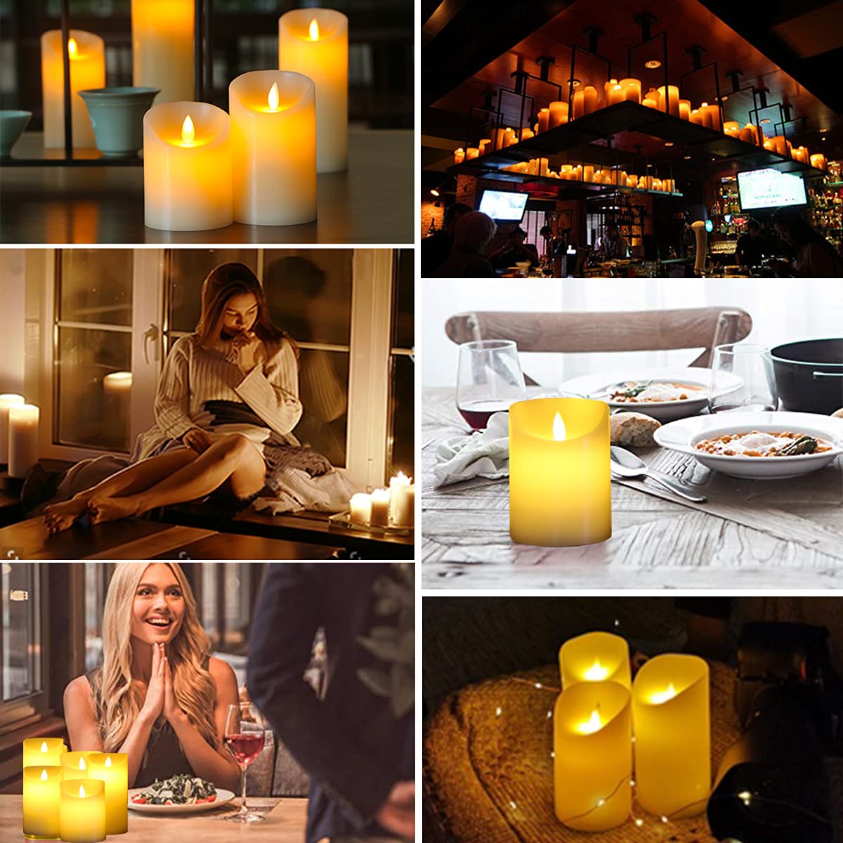 ILEEDear LED Candles - Flickering 4" 5" 6" Real Wax With Remote Control Timer - Flameless Christmas and Ramadan Decorations Pack of 3 (Ivory)