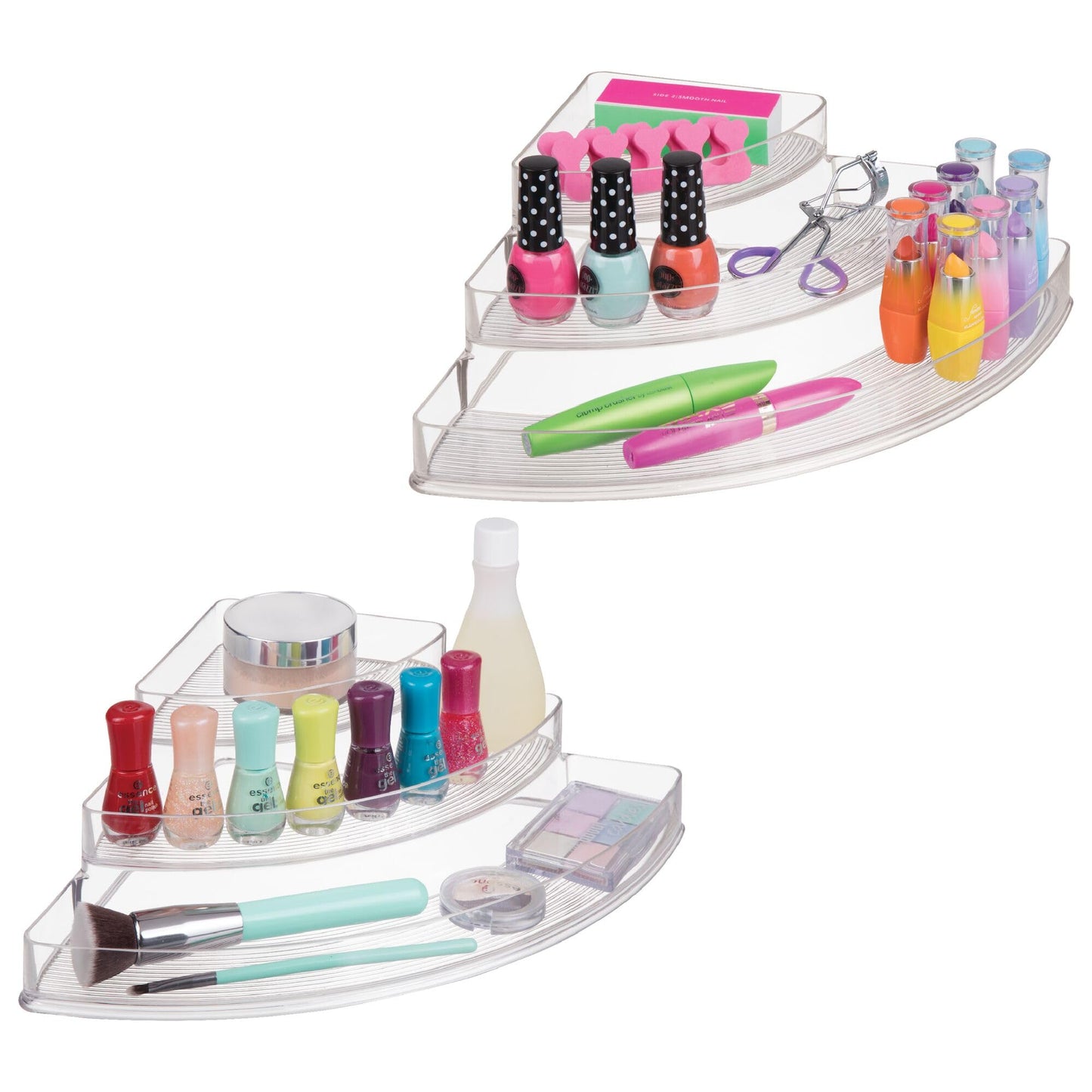 iDesign Recycled Plastic 3-Tier Stadium Spice Rack Organizer for Kitchen, Fridge, Freezer, Pantry and Cabinet Organization, The Linus Collection – 6.25" x 4" x 1.25", Clear