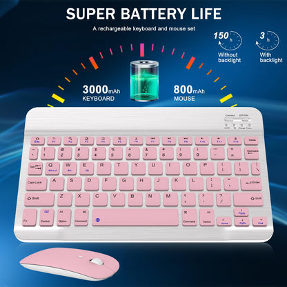 Rechargeable Bluetooth Keyboard and Mouse Combo, Universal Ultra-Slim Wireless Keyboard Mouse Set for Android Windows iPad iPhone Samsung Tablet Portable Compact Keyboard Set (Black)