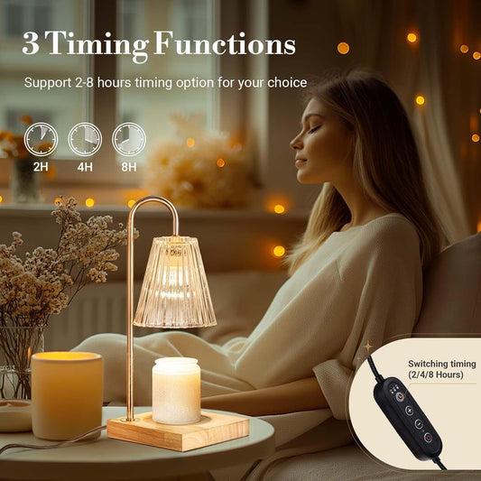 Candle Warmer Lamp with Timer Dimmer, Birthday Gifts for Mom Women Friend Sister, House Warming Gift New Home, Vintage Clear Wax Melt Warmer, Dorm Room Office Apartment Home Decor