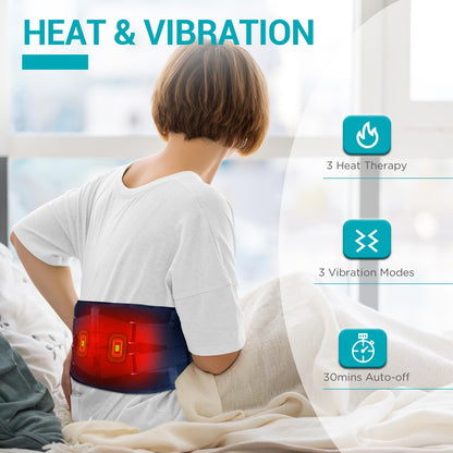 Comfytemp Cordless Heating Pad with Massager for Back Pain Relief, Portable Lower Back Massager FSA Eligible HSA Rechargeable, Birthday Gifts for Women Men Mom Dad Seniors Christmas 3 Heat 30 Auto-Off