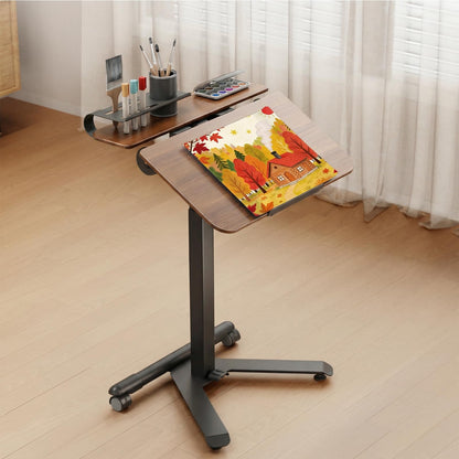 ROMOON Rolling Standing Desk with Wheels, Portable 24 inch Sit-Stand Laptop Cart with Tilt Top and Storage, Mobile Compact Workstation for Home Office and Small Spaces (Walnut)