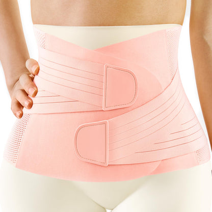 FREETOO Postpartum Belly Band Wrap for Women,Abdominal Binder Post Surgery,for Natural Delivery,C Section Belly Binder Post Partum,Stomach Binder Postpartum with Adjustable Compression,M,Pink