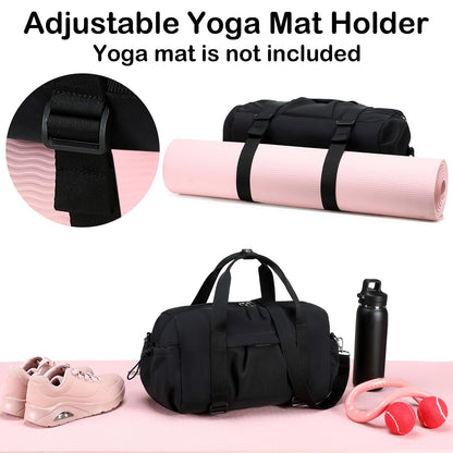 LEDAOU Small Gym Bag for Women, Mini Duffle Bag with Yoga Mat Holder Lightweight Carry On Sports Bag with Separate Shoe Pocket and Wet Pocket Duffel Bags Dance Yoga Workout Bag