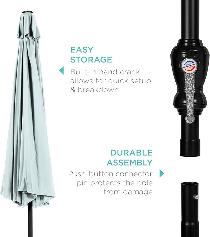 Best Choice Products 10ft Outdoor Table Compatible Steel Polyester Market Patio Umbrella w/Crank and Easy Push Button Tilt