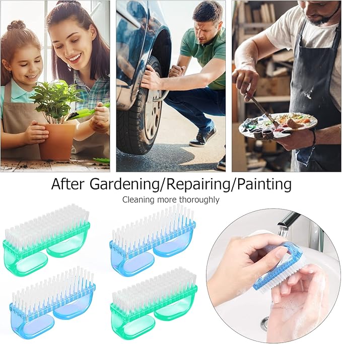 Handle Grip Nail Brush, Hand Fingernail Brush Cleaner Scrubbing Kit Pedicure