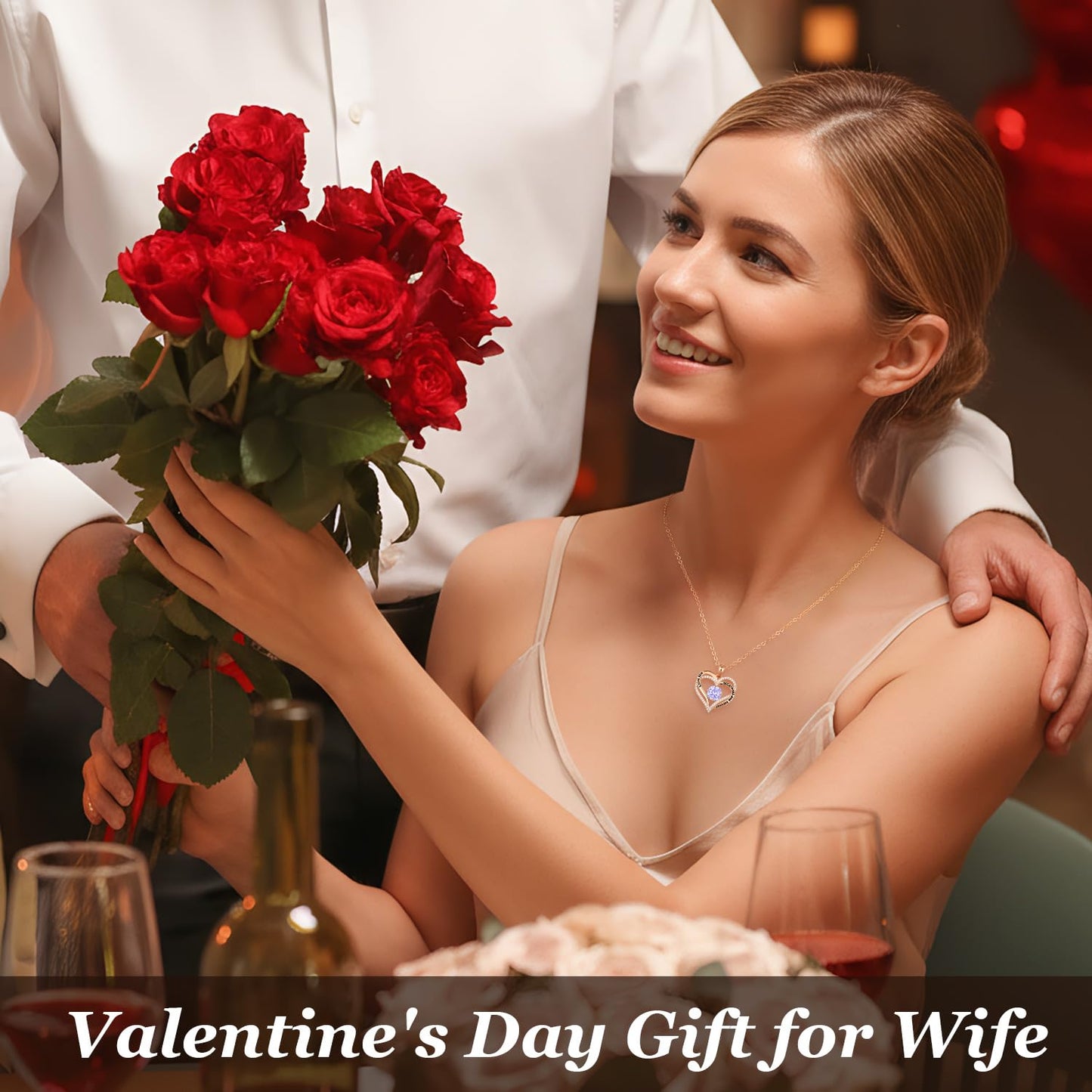 CDE Valentine's Day Gift Forever Love Heart Necklaces for Women, Wedding Anniversary, Birthday Mothers Christmas Day Gifts for Mom, Mother, Wife, S925 Silver Jewelry with Birthstone Pendant