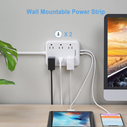 TESSAN Smart Power Strip with 6 Outlet 3 USB, WiFi Wall Smart Outlet Plug with 3 Remote Controll Outlets, Compatible with Alexa Google Assistant for Home Office, Only 2.4 GHz Wi-Fi