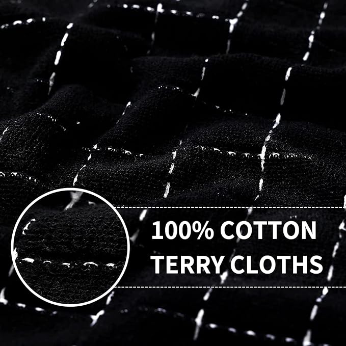 Homaxy 100% Cotton Terry Kitchen Towels, Checkered Designed, Soft and Super