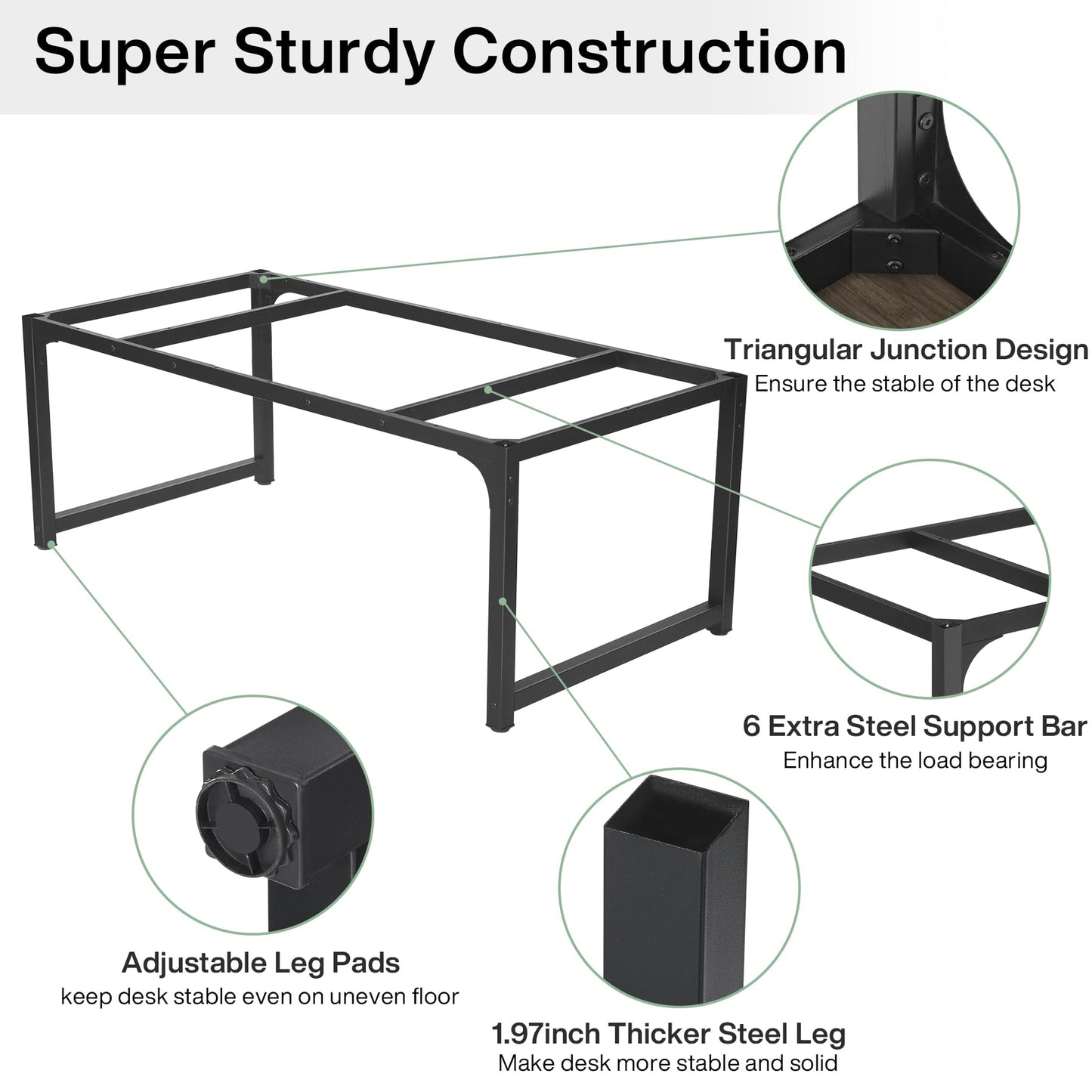 Tribesigns Modern Computer Desk, 63 x 31.5 inch Large Office Desk Computer Table Study Writing Desk Workstation for Home Office, Grey/Black