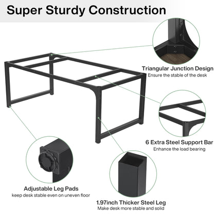 Tribesigns Modern Computer Desk, 63 x 31.5 inch Large Office Desk Computer Table Study Writing Desk Workstation for Home Office, Grey/Black