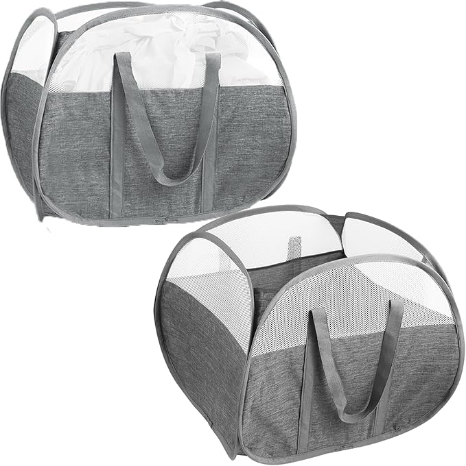 2 Pack Collapsible Laundry Baskets, 90L Large Foldable Laundry Basket, Pop Up