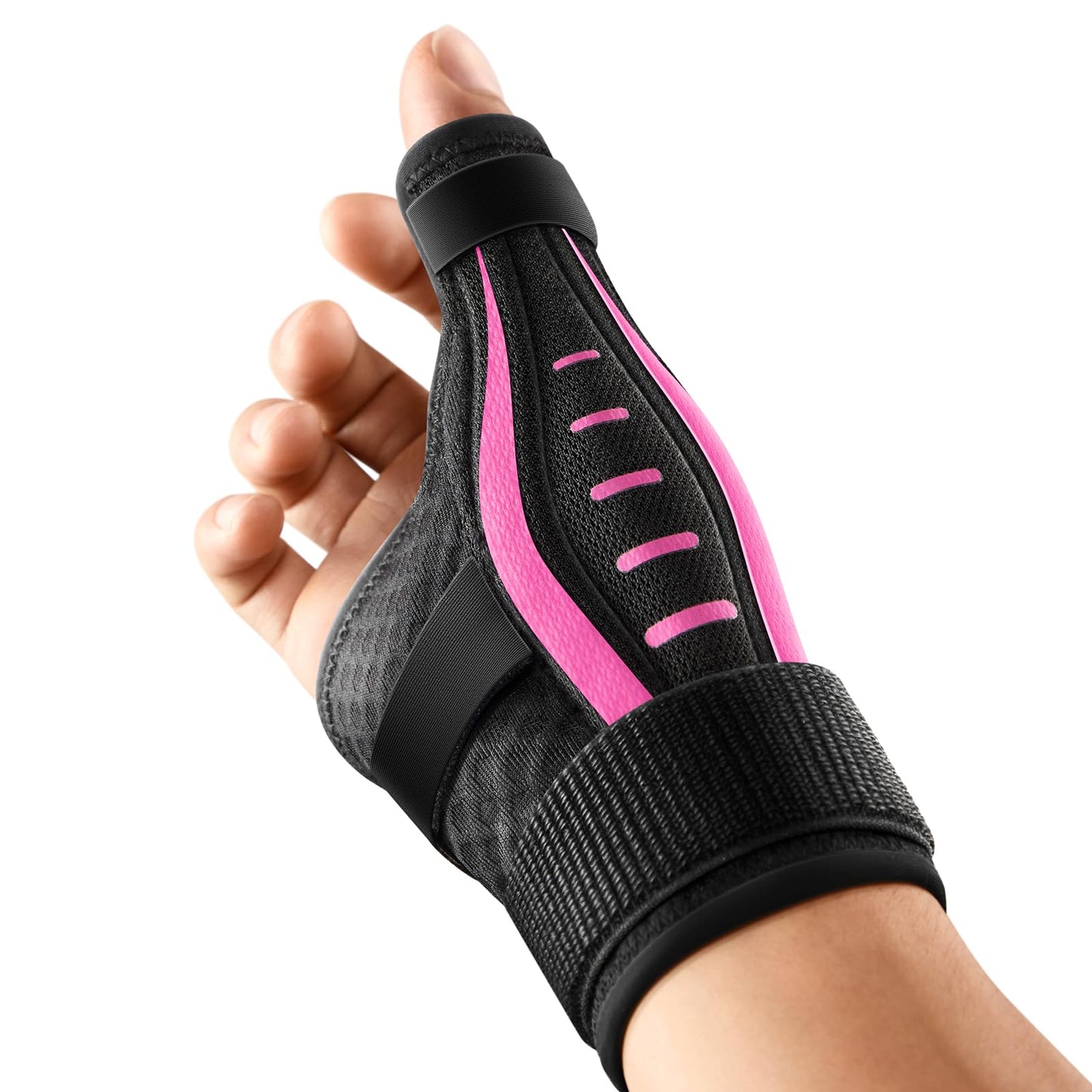 Thumb Brace Right/Left Hand, Thumb Spica Splint Hand Brace for Arthritis Pain and Support, Ergonomical Thumb Stabilizer for Trigger Thumb, CMC, De Quervains Tenosynovitis Pain Relief (Pink/Black, M - Fit both hands)