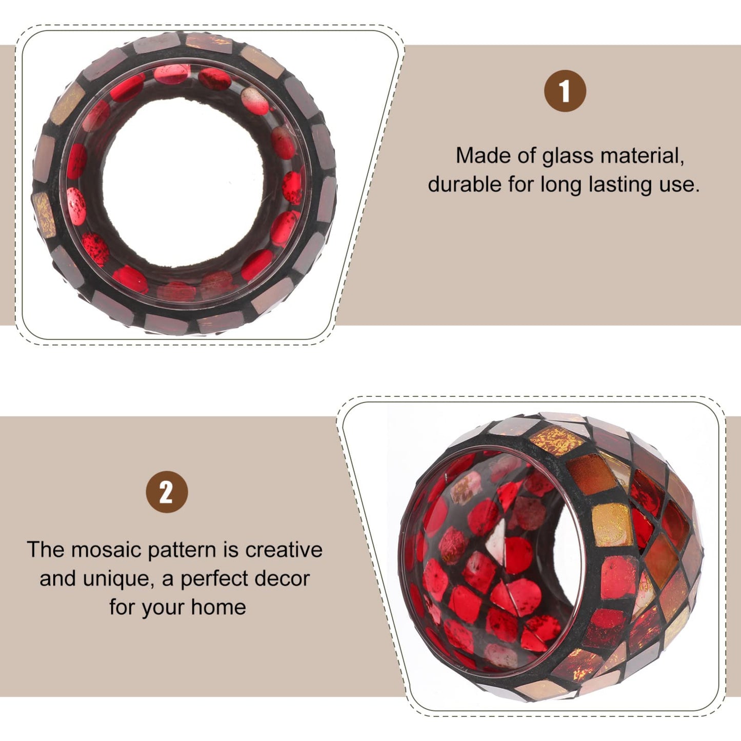 Kichvoe Glass Candle Holder: Romantic Tealight Holder European Style Mosaic Cup for Home Decor, Parties, Weddings - 2.75 Inch Votive Candle Cup
