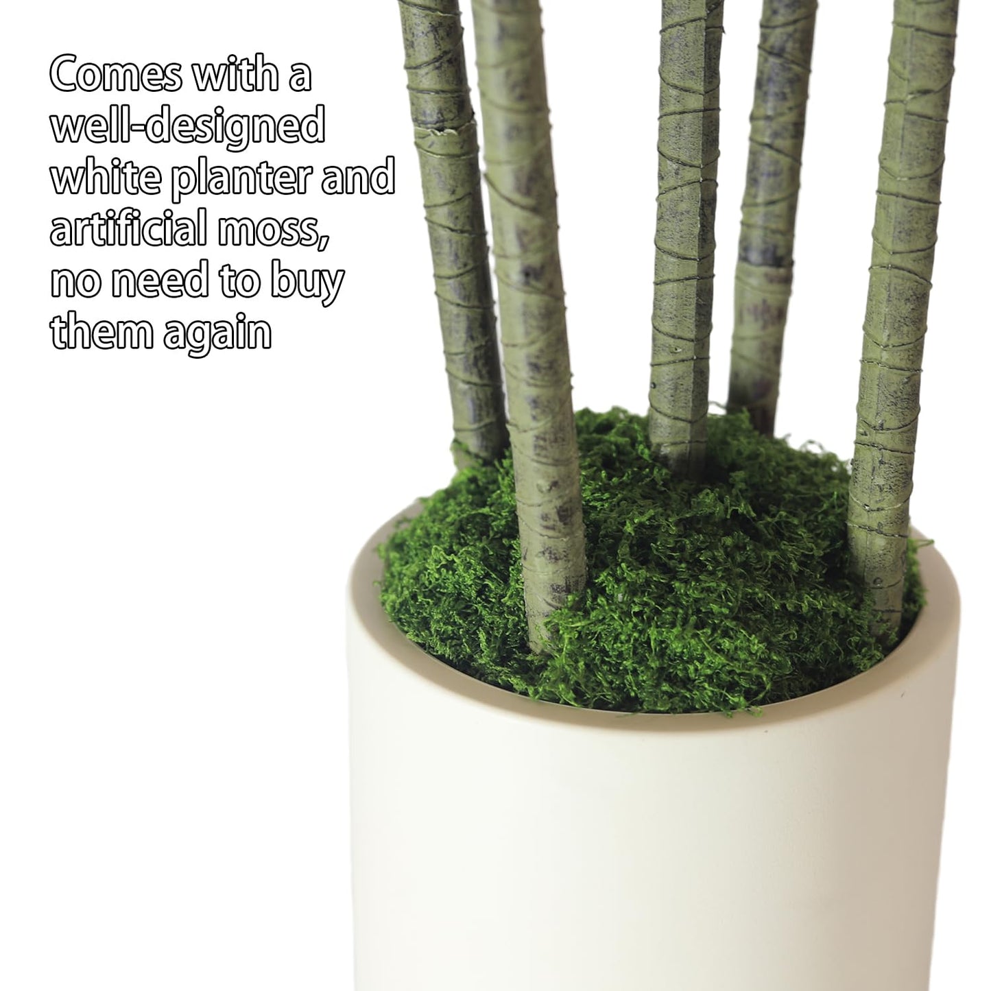 5FT Artificial Dracaena Tree: Realistic Fake Plant with White Planter - Lifelike Silk Floor Plant for Living Room Home Office Decor - Low Maintenance Indoor Tree