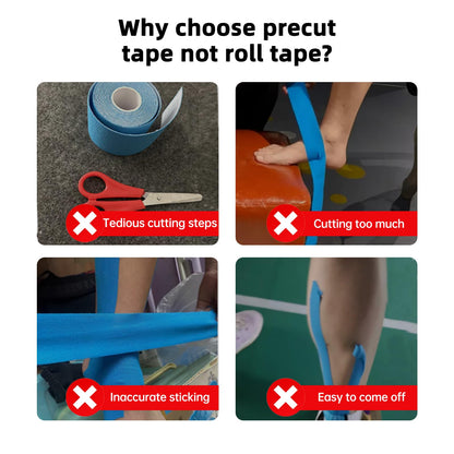 IEADEN Precut Kinesiology Tape for Thumb (Left Hand), 40 Pcs - Thumb Support & Stability, Thumb Pain Relief Athletic Tape - Waterproof & Elastic, Breathable Hypoallergenic Latex-Free Tape, Blue