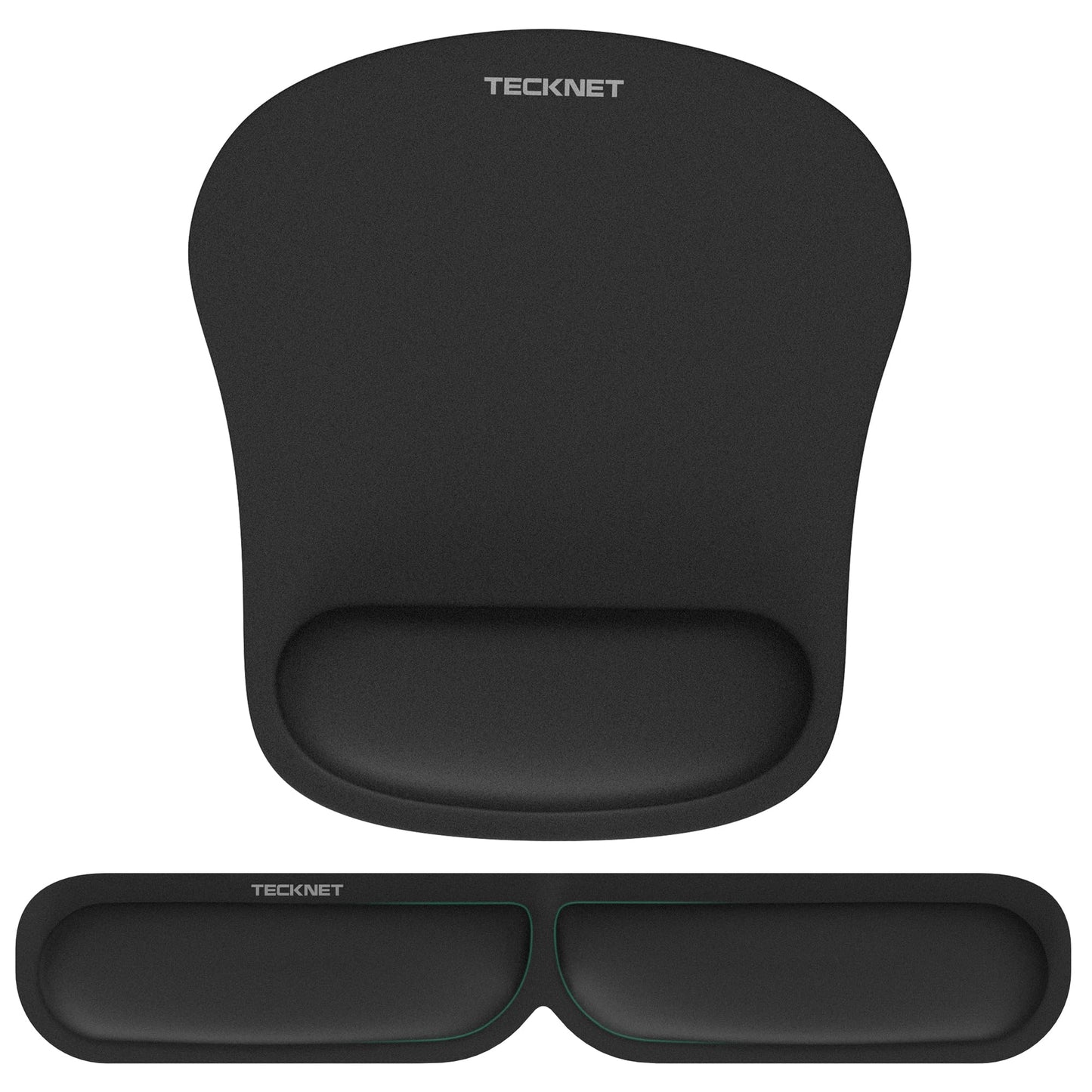 TECKNET Mouse Mat Keyboard Wrist Support Set, Mouse Pad Foldable Keyboard Wrist Rest, Ergonomic Mouse Mat Wrist Support with Comfortable Memory Foam, Non-Slip Desktop Mouse Pad for Working Gaming