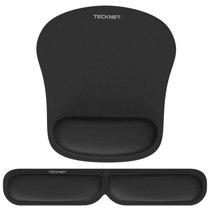 TECKNET Mouse Mat Keyboard Wrist Support Set, Mouse Pad Foldable Keyboard Wrist Rest, Ergonomic Mouse Mat Wrist Support with Comfortable Memory Foam, Non-Slip Desktop Mouse Pad for Working Gaming