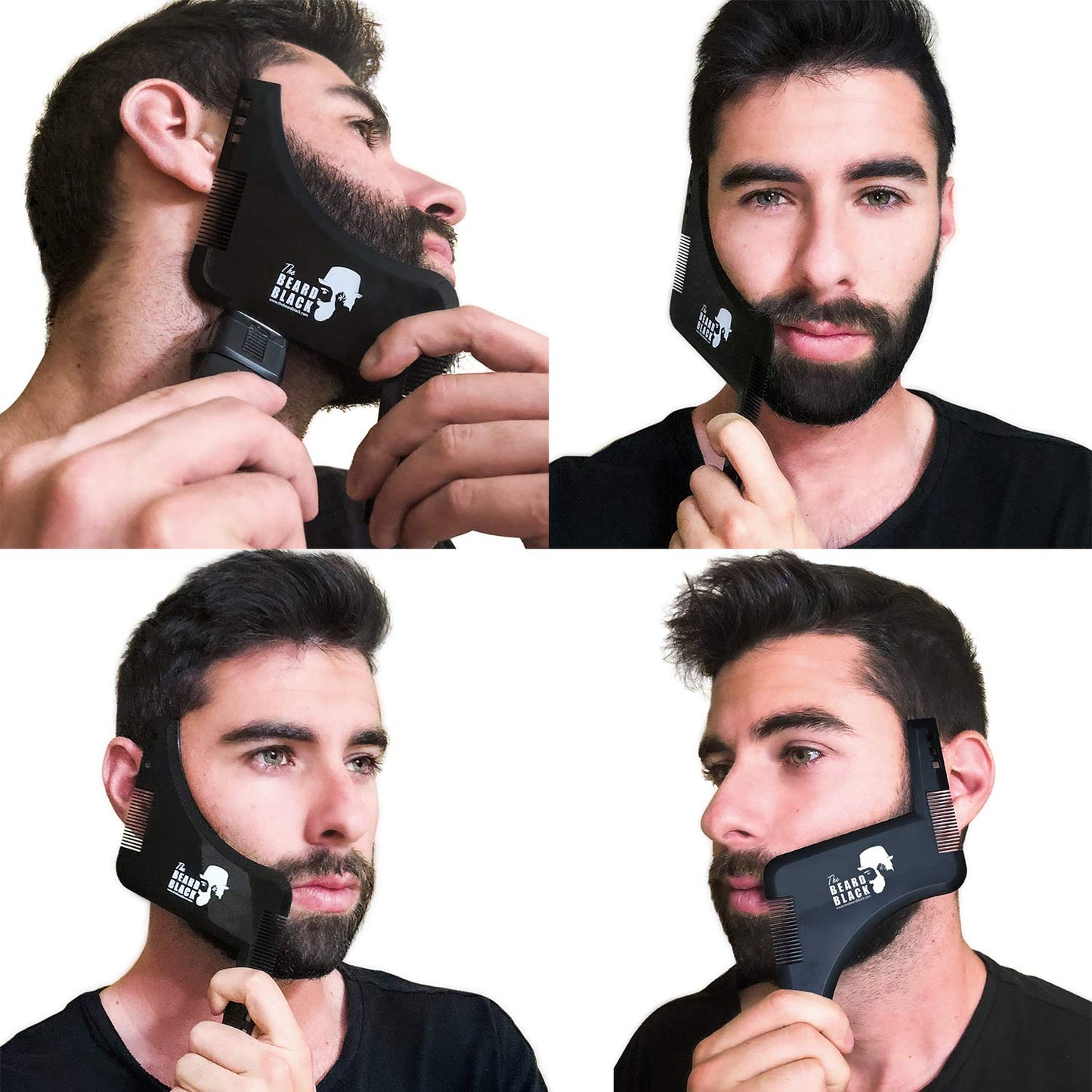 The BEARD BLACK Beard Shaping & Styling Tool with inbuilt Comb for Perfect line up & Edging, use with a Beard Trimmer or Razor to Style Your Beard & Facial Hair, Premium Quality Product (Black)