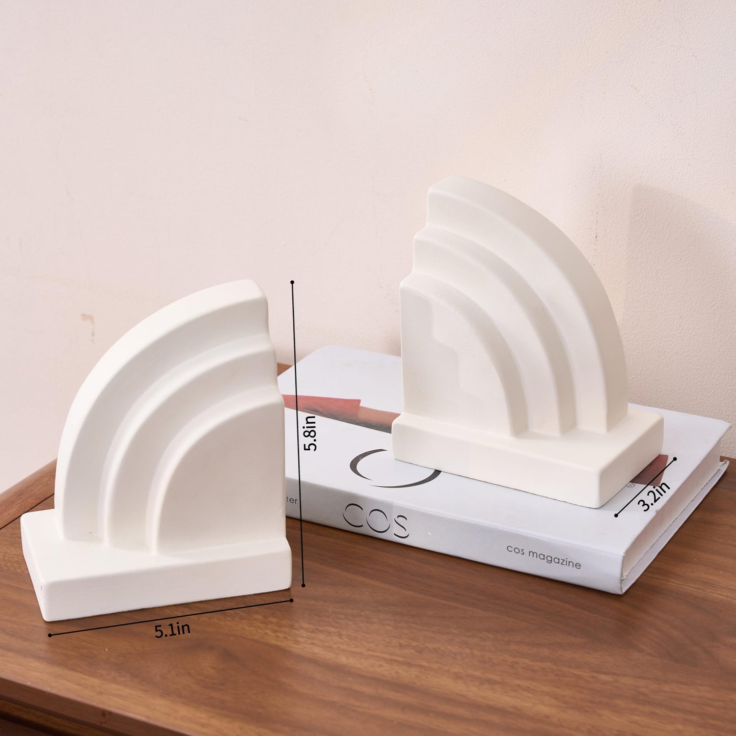 Concrete Bookends for Heavy Books - Heavy Duty 2-Piece Set for Shelves, Decorative Book Ends for Home Office Library, Non-Slip Base