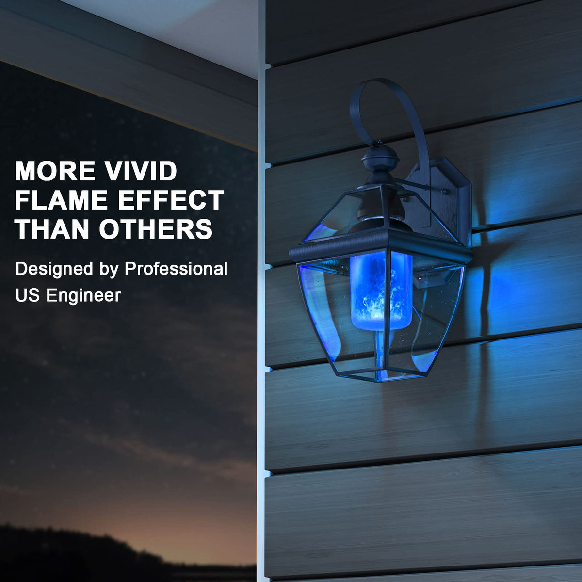 Hompavo 【Upgraded】 LED Flame Light Bulbs, 4 Modes Flickering Light Bulbs with Upside Down Effect, E26 Flame Bulb for Halloween Christmas Party Patio Porch Home Indoor Outdoor Decorations - 2 Blue