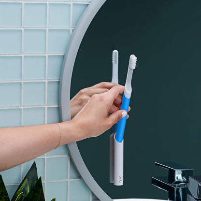 Quip Sonic Electric Toothbrush for Adults - Time Travel & Soft Bristles with Travel Case & Replacement Brush Head - 3 Month Battery Life, Plastic Handle - Magenta