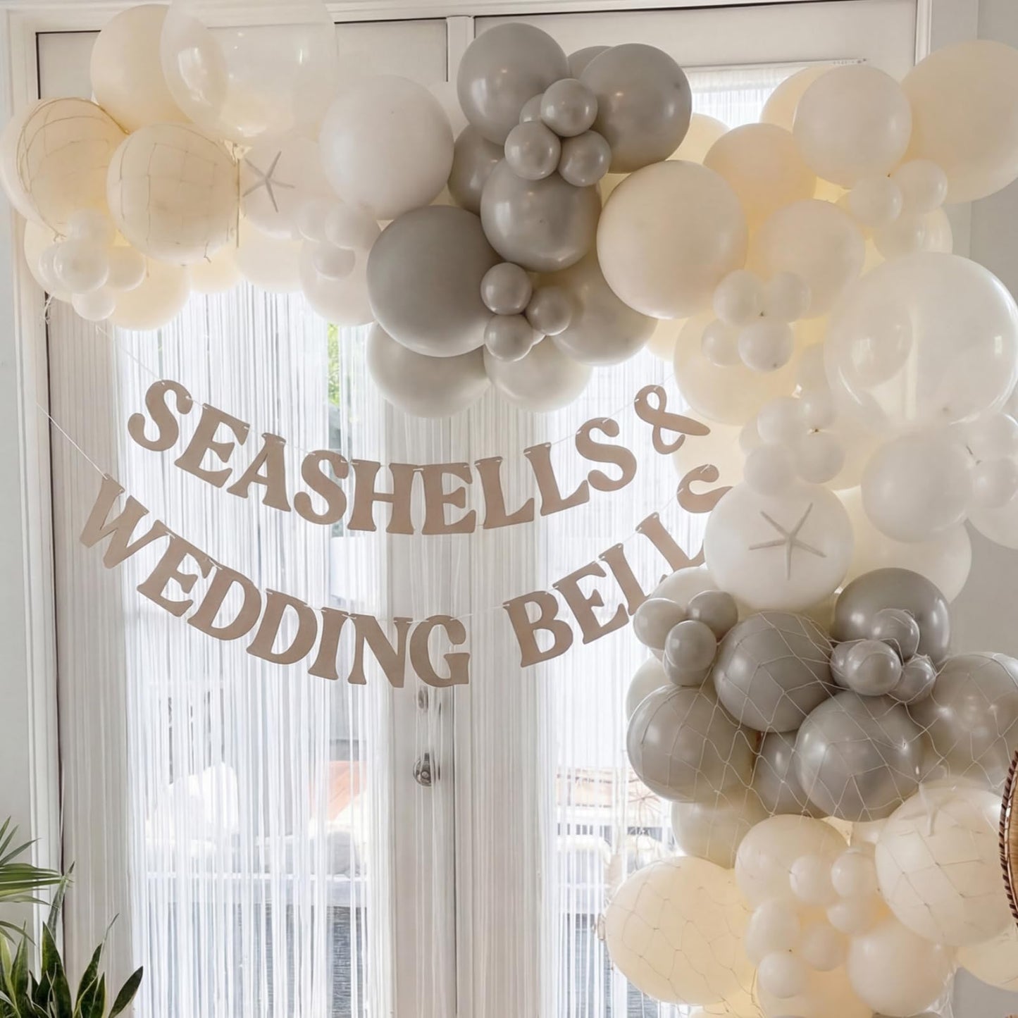 Affrolling Seashells & Wedding Bell Party Decorations Seashells and Wedding Bell Banner Beach Bridal Shower Coastal Bachelorette Party Decorations Last Toast on the Coast Decor Supplies