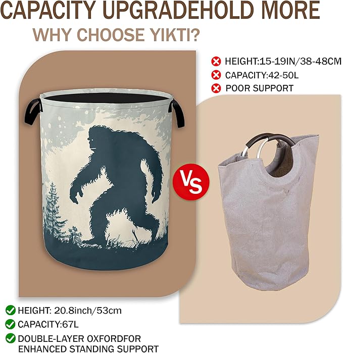 Big Foot Laundry Hamper, Retro Forest Collapsible Laundry Baskets, Waterproof