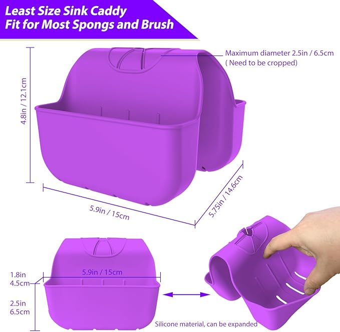 Sponge Holder for Kitchen Sink, Silicone Sink Saddle Caddy Organizer Rack