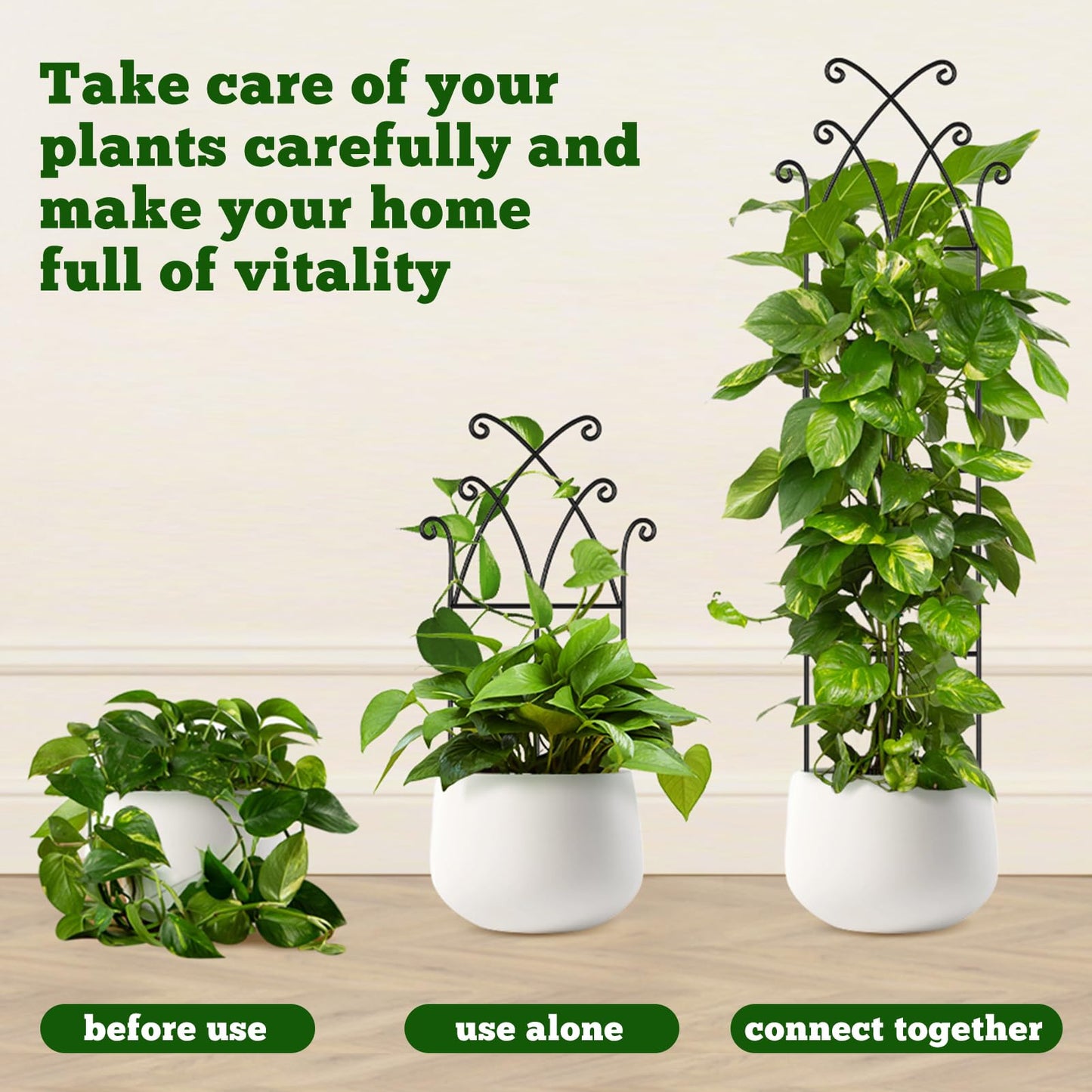 33.8in Tall Trellis for Climbing Plants Indoor & Outdoor, 4 Pack Metal Trellis for Potted Houseplant, Sturdy Support for Ivy, Pothos, Monstera, Hoya and Flower Vines, Black
