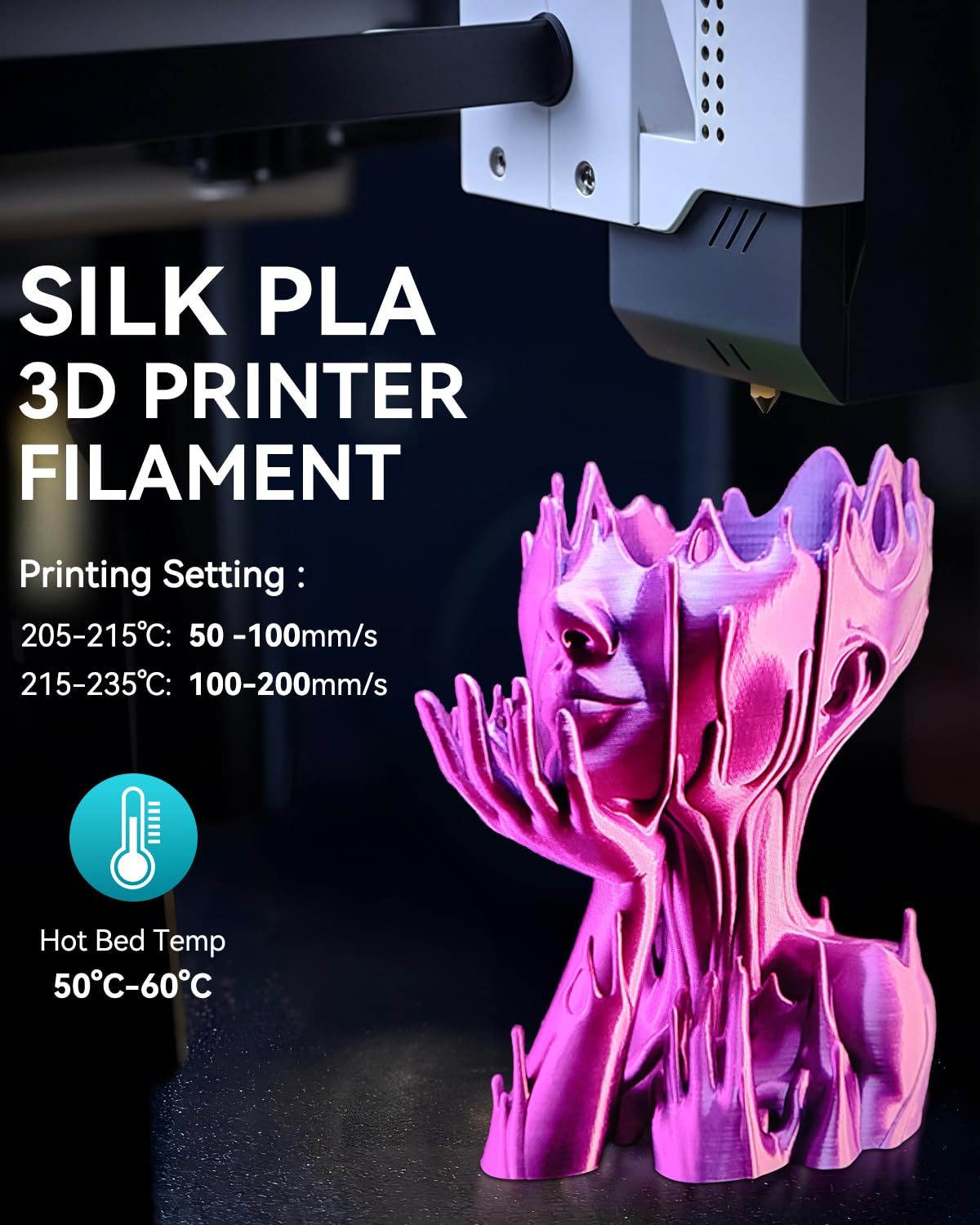SUNLU Silk PLA+ Filament, Shiny Metallic Silk 3D Filament 1.75mm, High Strength PLA Plus 3D Printer Filament, 1KG Spool, Light Gold