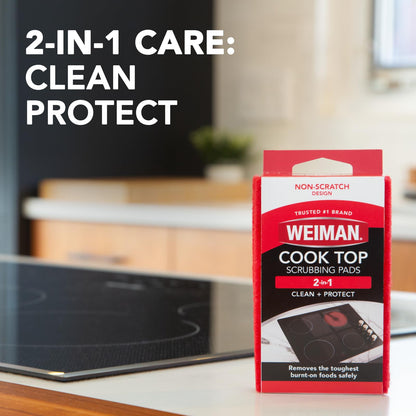 Weiman Ceramic and Glass Cooktop Cleaner - Heavy Duty Cleaner and Polish - 283g - 3 Scrubbing Pads