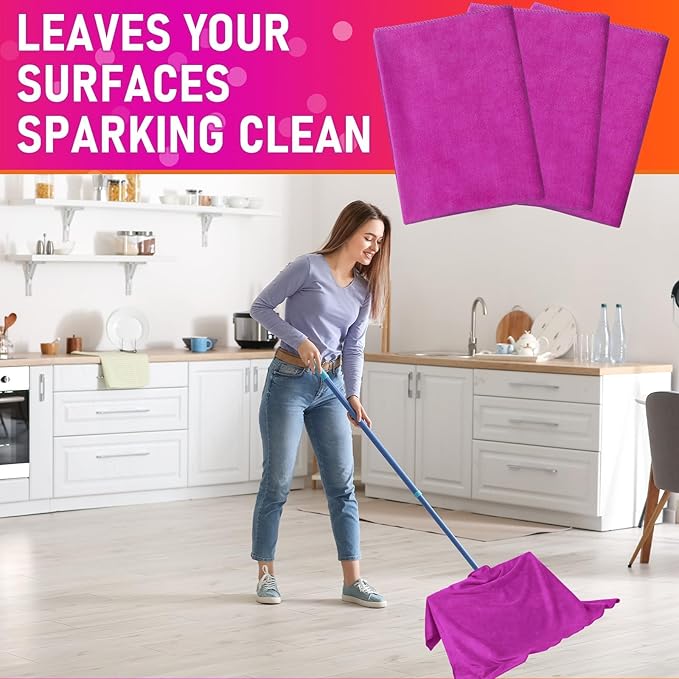 Newwiee 3 Pcs Extra Large Microfiber Cleaning Cloth 30" x 20" Washable Reusable